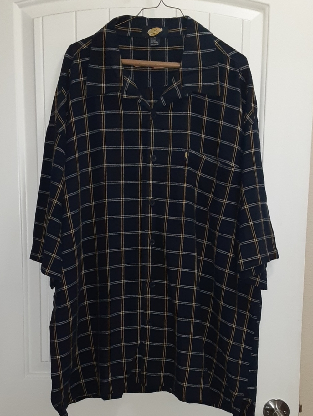 Vintage Old Skool Plaid Camp Shirt 4XL Linen Blend 90s Streetwear Loose EUC